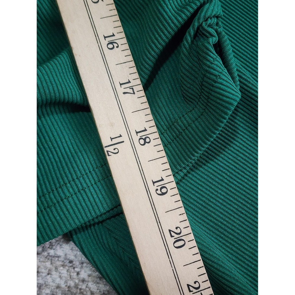 BTFBM Two Piece  Midi Skirt Set Green Ribbed Knit Crop Top Elastic Waist S - Picture 5 of 6
